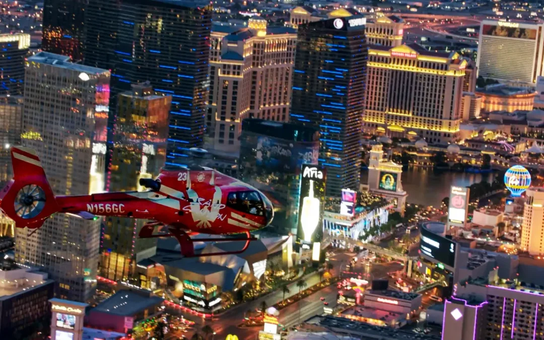 Helicopter flying over LV Strip