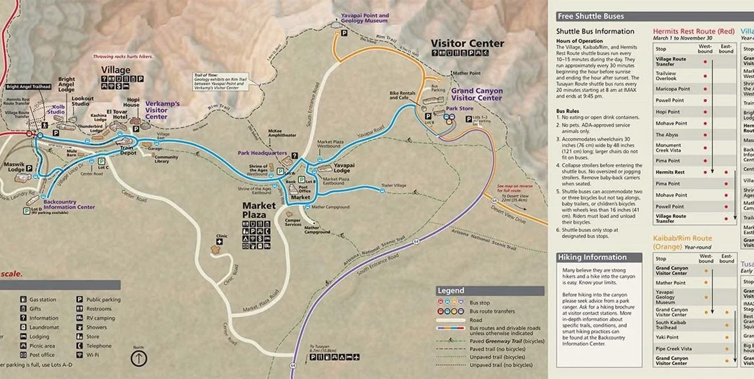 Grand Canyon South Rim Map