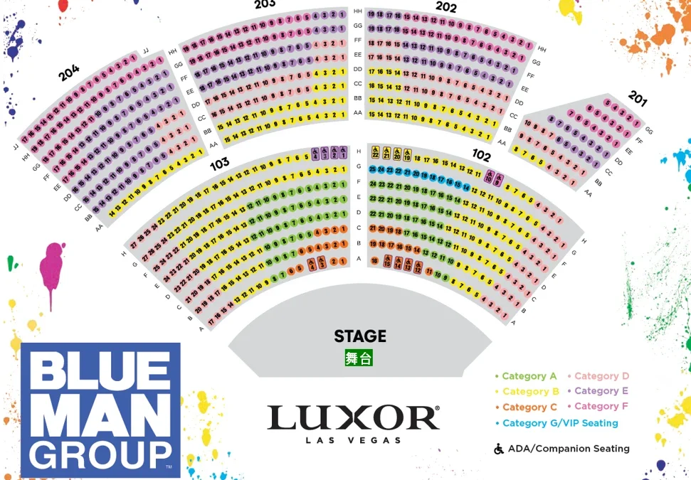 Blue Man Group – Seat Map with Categories